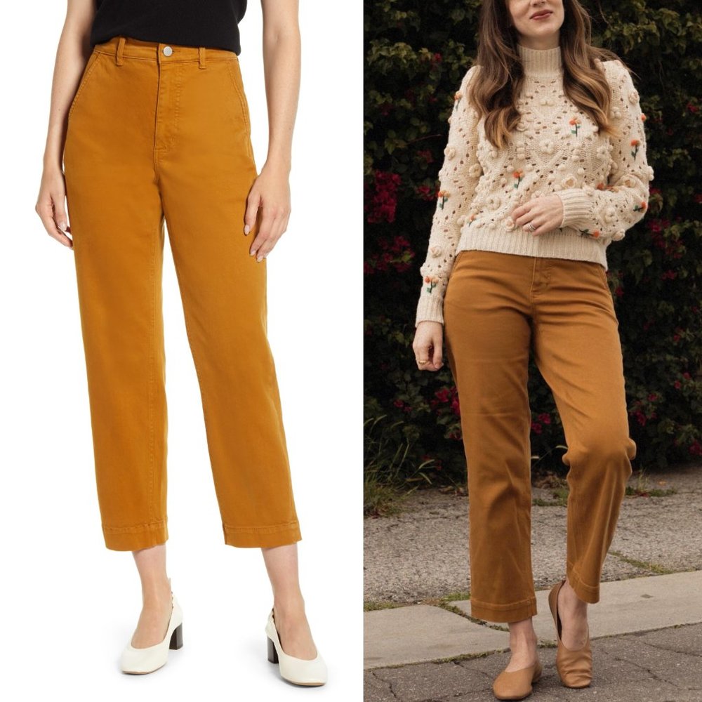 Everlane Golden Brown Straight Leg Cropped Jeans